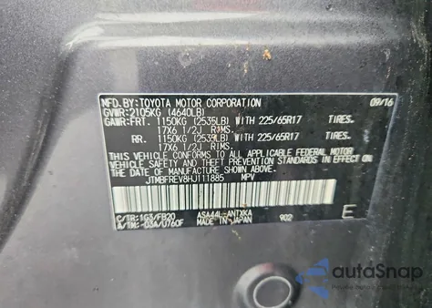 2017 Toyota Rav4 Le z USA, uszkodzony, nr VIN JTMBFREV8HJ111885